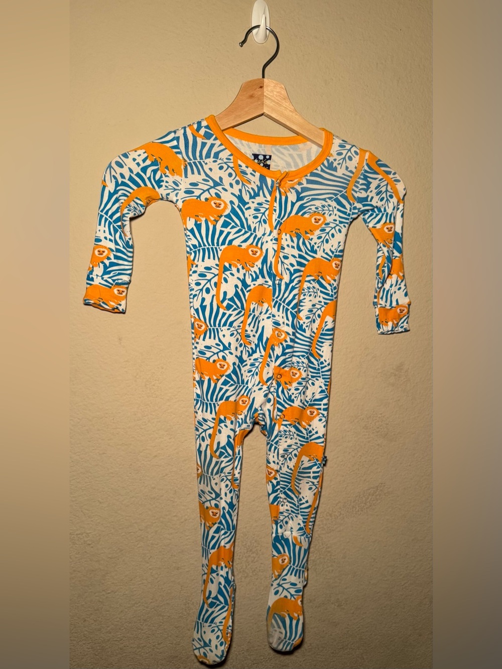 Kickee Pants 18-24 months Tamarin monkey print footie with snaps